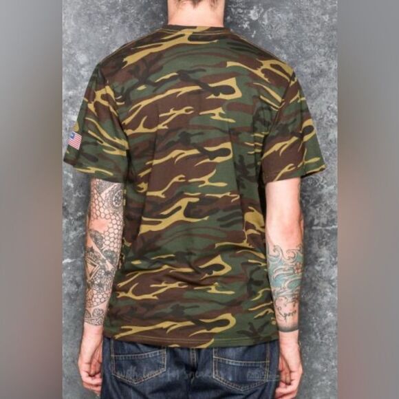 HUF Men’s Green Camo F—K It Arch Short Sleeve T-Shirt Size Small New Without Tag - Picture 8 of 8